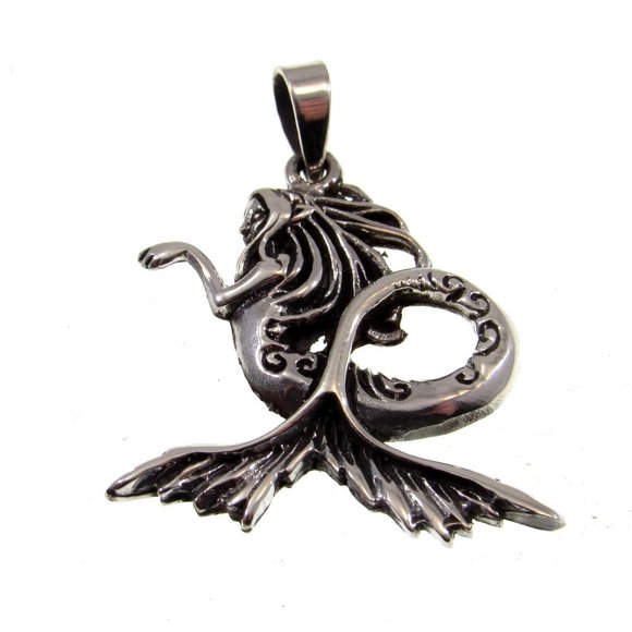 Solid 925 Sterling Silver Sea Hag Mermaid Pendant, Ocean Nymph Mermaidcore Charm - Picture 4 of 8